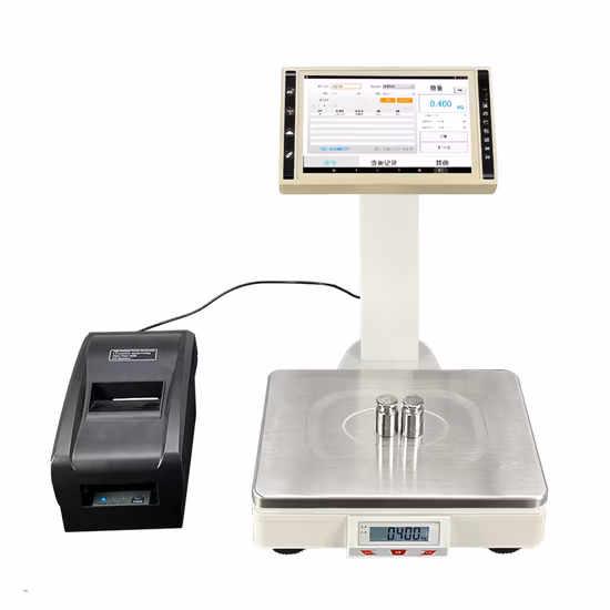 スーパーマーケットの秤量機タッチスクリーンレジ、スケール付き