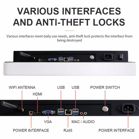 頑丈な 27 インチ USB ウォールマウントタッチスクリーン PC フロアスタンドキオスクセルフオーダーストア銀行学校会社